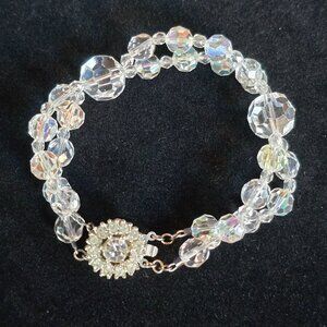 VTG Bergere AB Crystal Double Strand Bracelet 7" Decorative Box Clasp